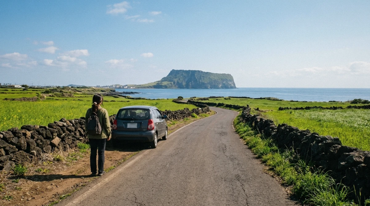 A coastal road winding along the cliffs of Jeju Island, part of planning how many days in Jeju island itinerary you need for a first visit